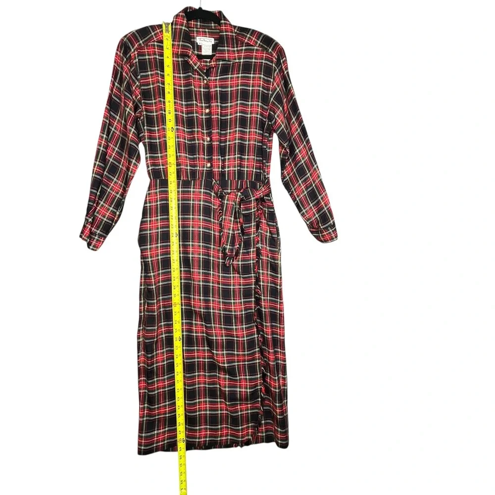 Talbots Vintage Tartan Plaid Wrap Shirt Dress Size 8 Holidays Academia Classic - Picture 4 of 16